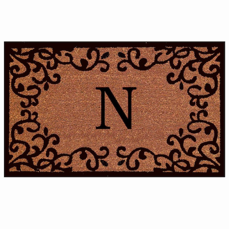 Monogram Door Mat, Natural, Black, 24 in W x 36 in L
